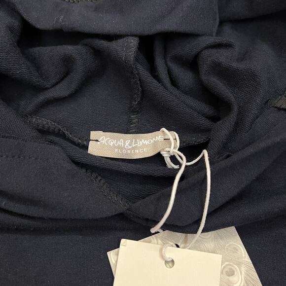 Acqua & Limone Oversized Hoodie Dress Black Graphic FOHR Made in Italy One Size - Picture 9 of 13